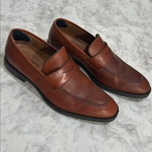 JOHNSTON & MURPHY MENS BROWN LEATHER LOAFTER Sz 10 M